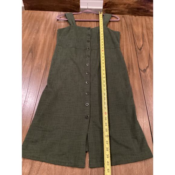 Madewell Texture & Thread Button-Front Tank Dress in Dark Forest Green Sz S NWT - Picture 4 of 10